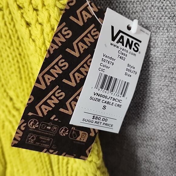 Vans Womens Yellow Knit Long Sleeve Fashion Sweater NWT Size Small - Picture 3 of 16